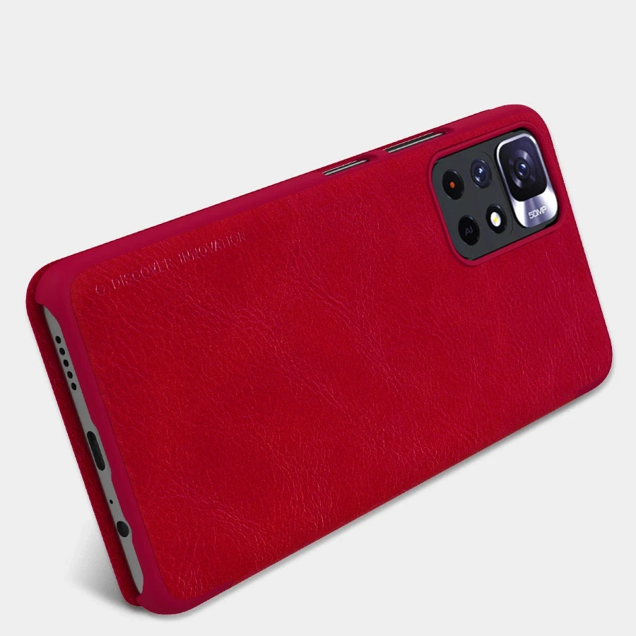 Nillkin Qin Flip Xiaomi Redmi Note 11T 5G / 11S 5G / 11 5G (China) / Poco M4 Pro 5G – dėklas telefonui juodos spalvos