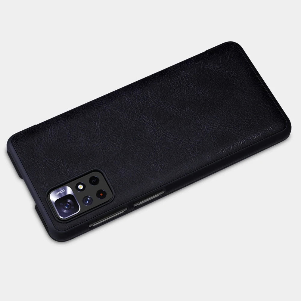Nillkin Qin Flip Xiaomi Redmi Note 11T 5G / 11S 5G / 11 5G (China) / Poco M4 Pro 5G – dėklas telefonui juodos spalvos