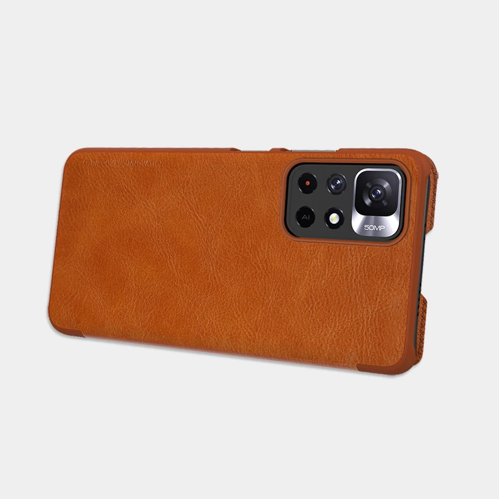 Nillkin Qin Flip Xiaomi Redmi Note 11T 5G / 11S 5G / 11 5G (China) / Poco M4 Pro 5G – dėklas telefonui juodos spalvos