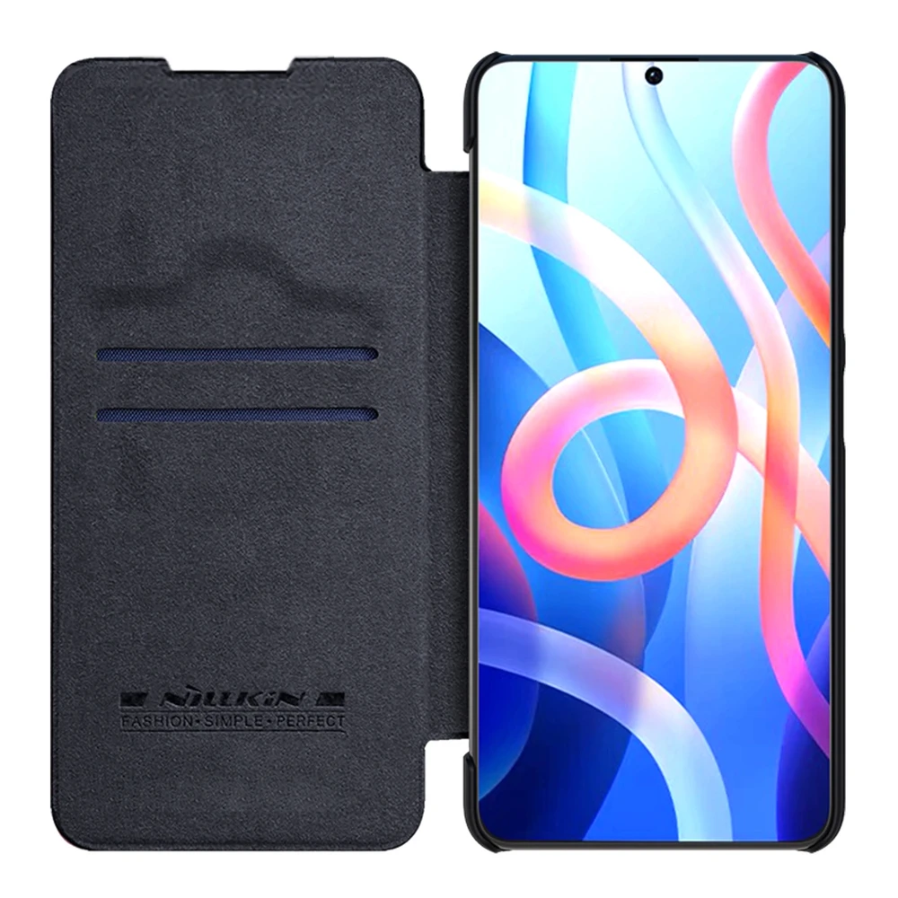 Nillkin Qin Flip Xiaomi Redmi Note 11T 5G / 11S 5G / 11 5G (China) / Poco M4 Pro 5G – dėklas telefonui juodos spalvos