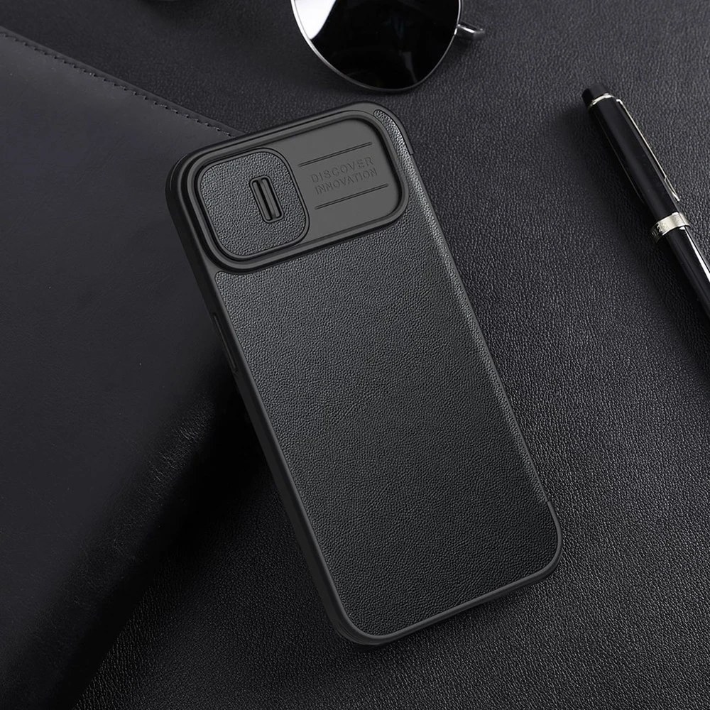 Nillkin Qin Cloth Pro Apple iPhone 14 Plus atverčiamas dėklas telefonui mėlynos spalvos