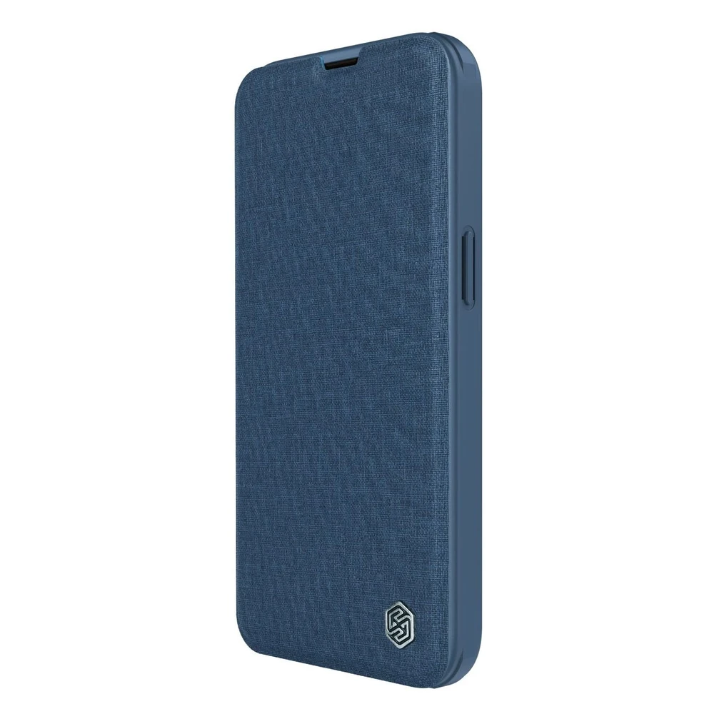 Nillkin Qin Cloth Pro Apple iPhone 14 Plus atverčiamas dėklas telefonui mėlynos spalvos