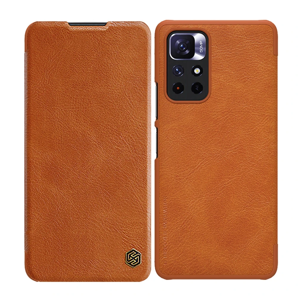 Dėklas NILLKIN QIN BOOK LEATHER CASE XIAOMI REDMI NOTE 11 5G/POCO M4 PRO BROWN