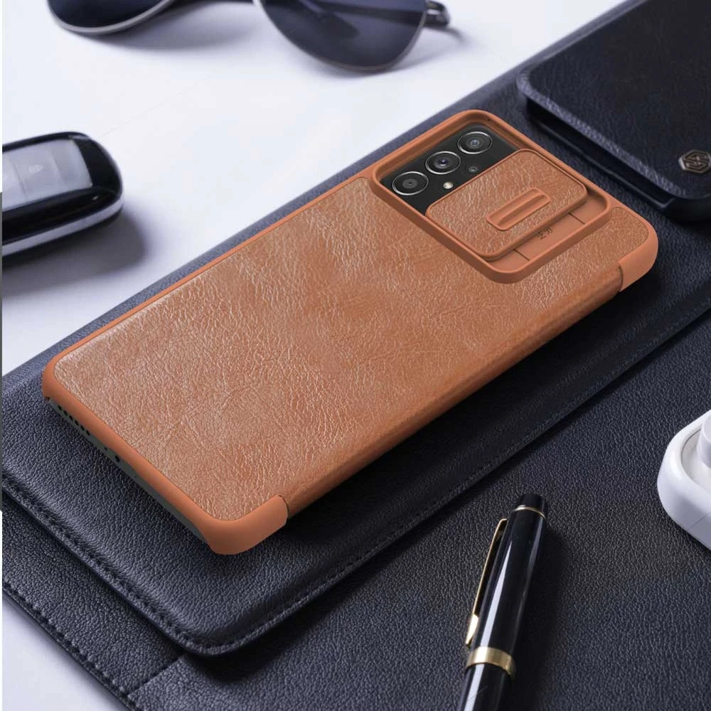 Nillkin Qin leather Samsung Galaxy A73 dėklas telefonui rudos spalvos