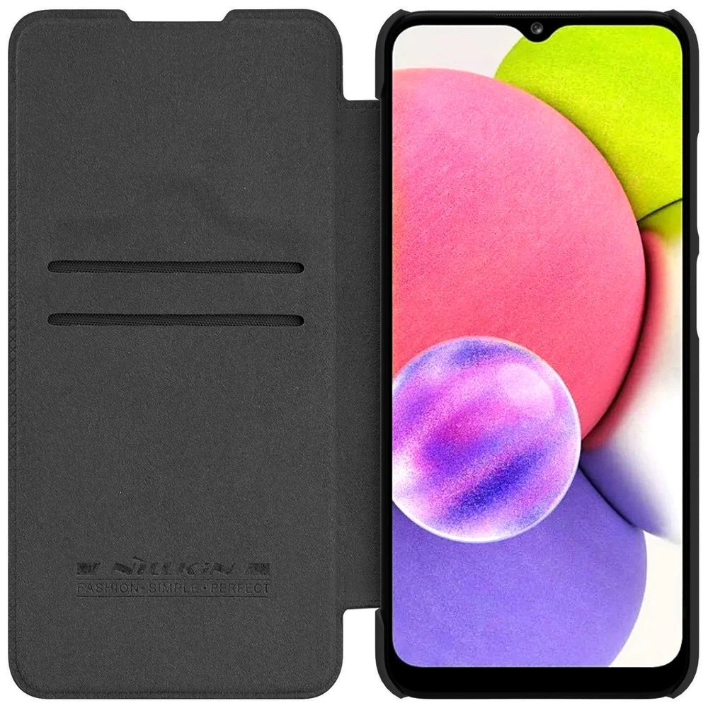 Nillkin Qin leather holster Samsung Galaxy A03s dėklas telefonui juodos spalvos