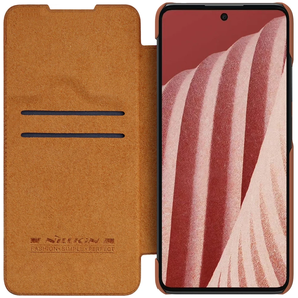 Nillkin Qin leather Samsung Galaxy A73 dėklas telefonui rudos spalvos