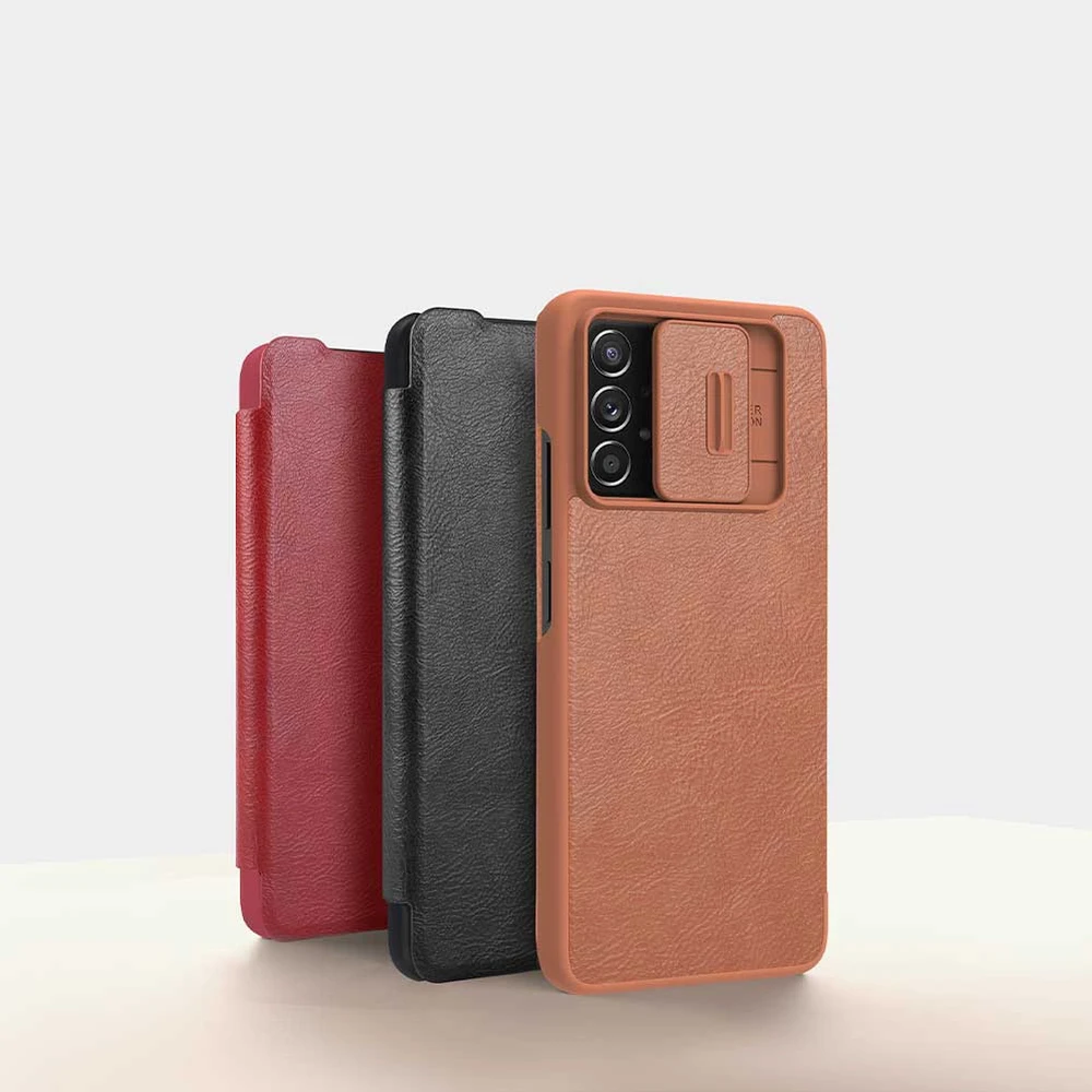 Nillkin Qin leather Samsung Galaxy A73 dėklas telefonui rudos spalvos