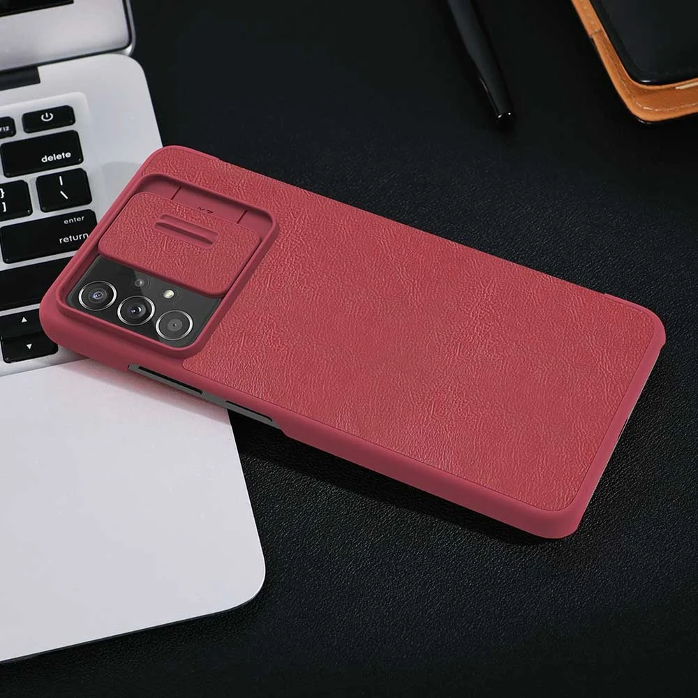 Nillkin Qin leather Samsung Galaxy A73 dėklas telefonui rudos spalvos