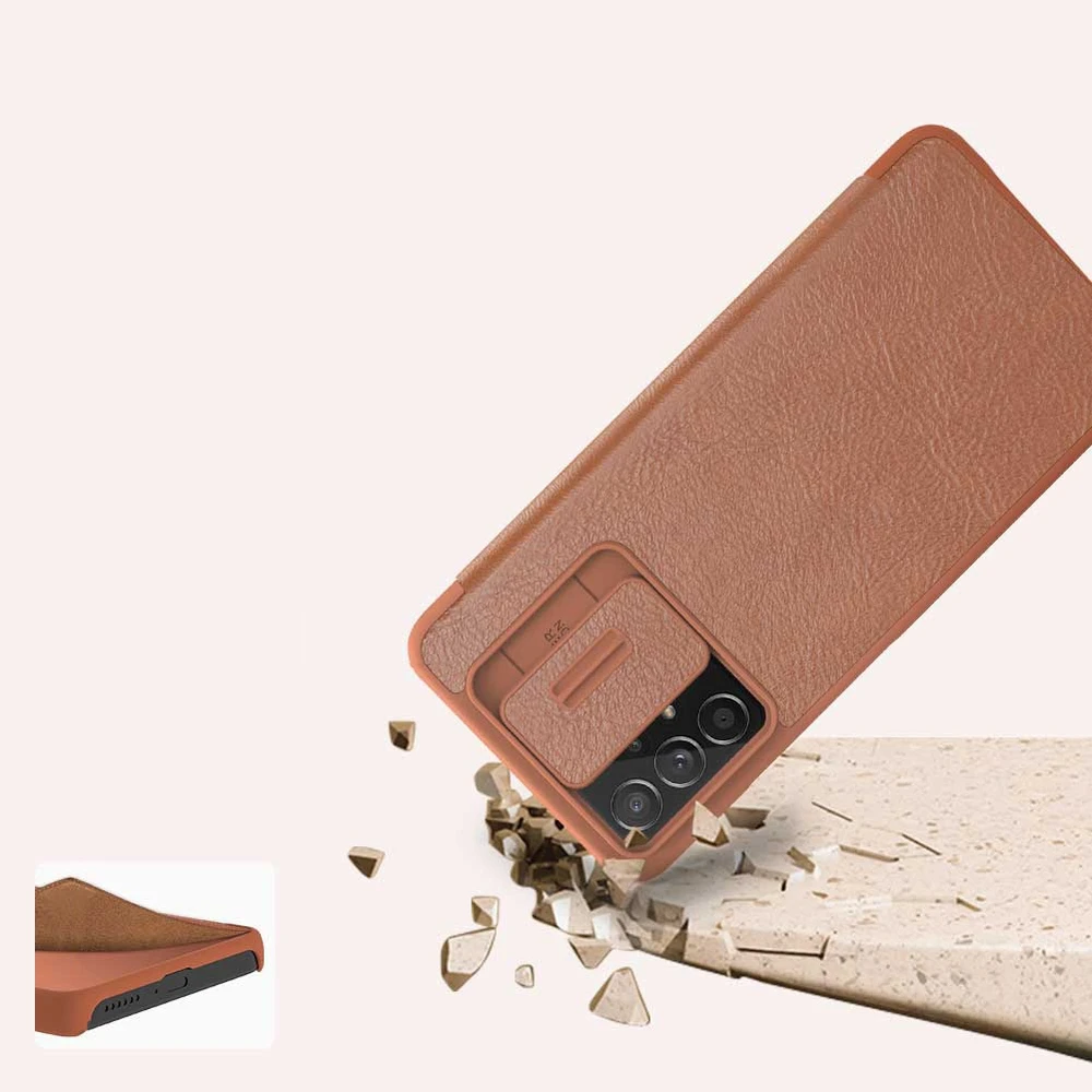 Nillkin Qin leather Samsung Galaxy A73 dėklas telefonui rudos spalvos