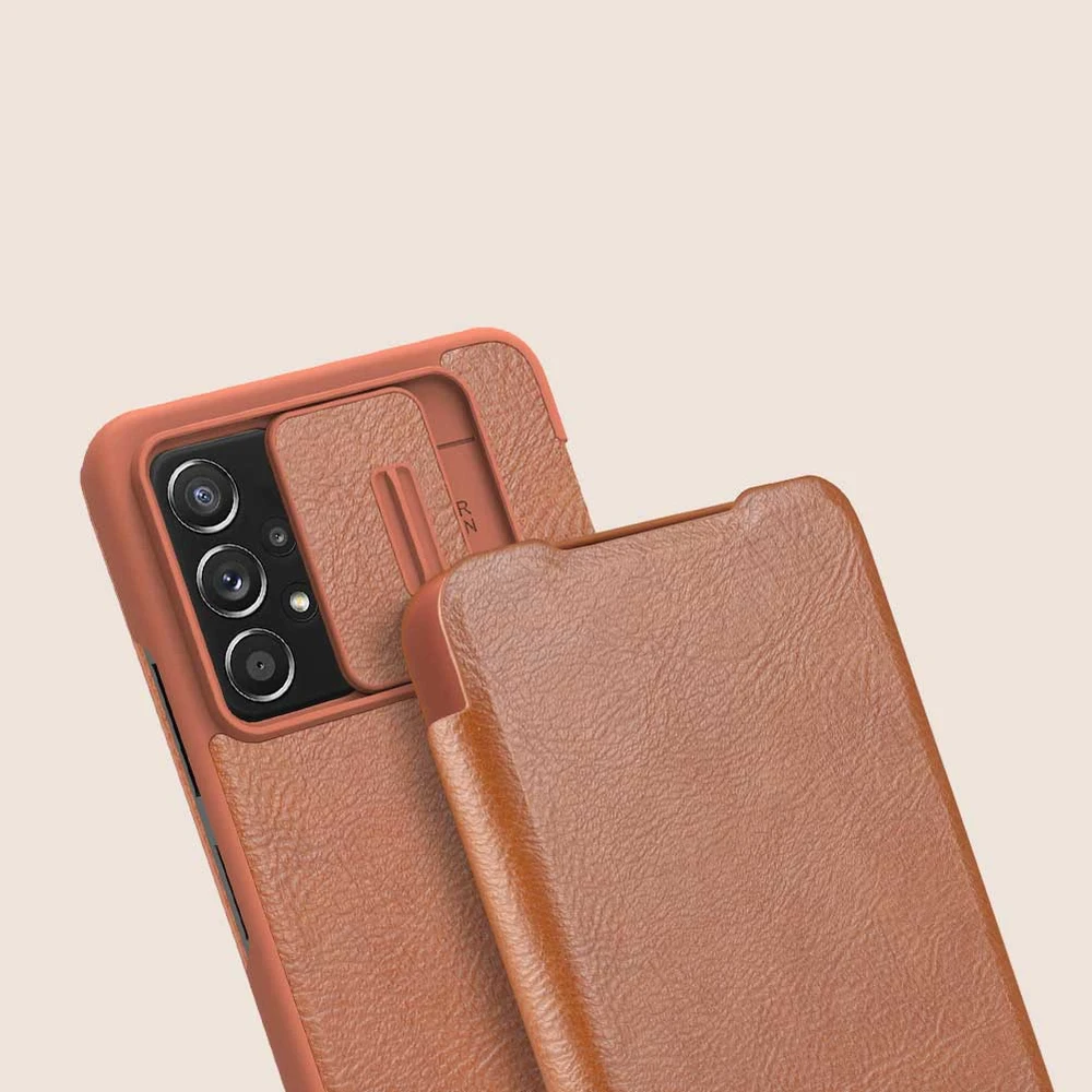 Nillkin Qin leather Samsung Galaxy A73 dėklas telefonui rudos spalvos