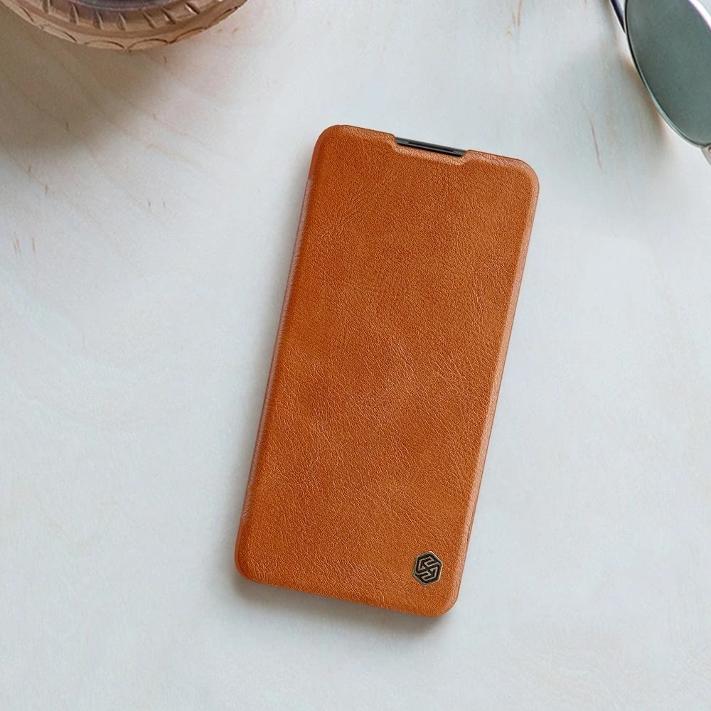 Nillkin Qin leather holster Xiaomi Redmi Note 9T 5G dėklas telefonui rudos spalvos