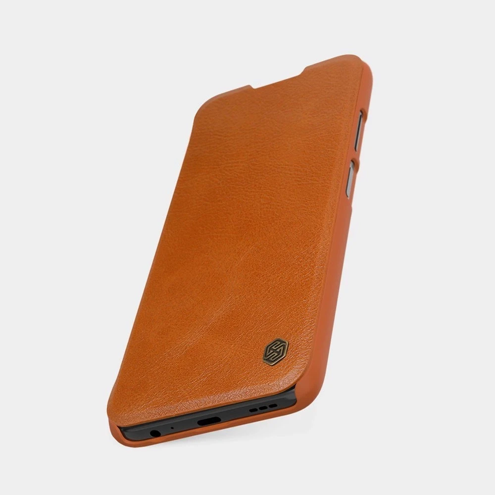 Nillkin Qin leather holster Xiaomi Redmi Note 9T 5G dėklas telefonui rudos spalvos