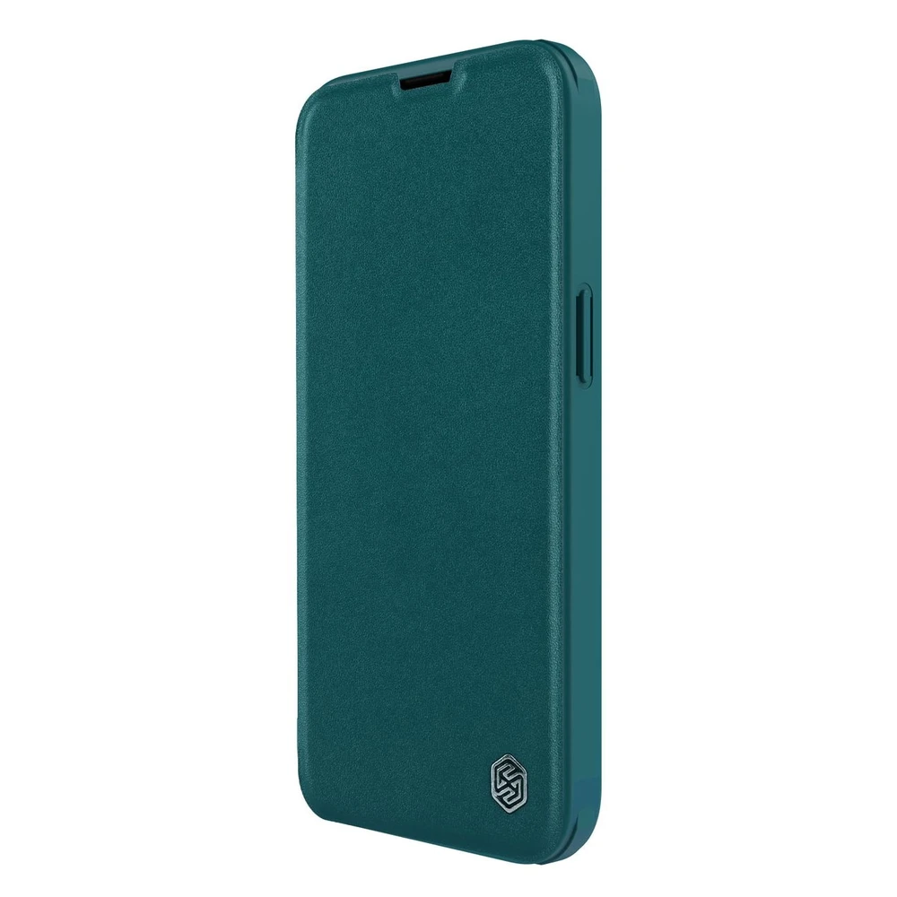 Nillkin Qin Leather Pro Apple iPhone 14 Plus Camera atverčiamas dėklas telefonui žalios spalvos