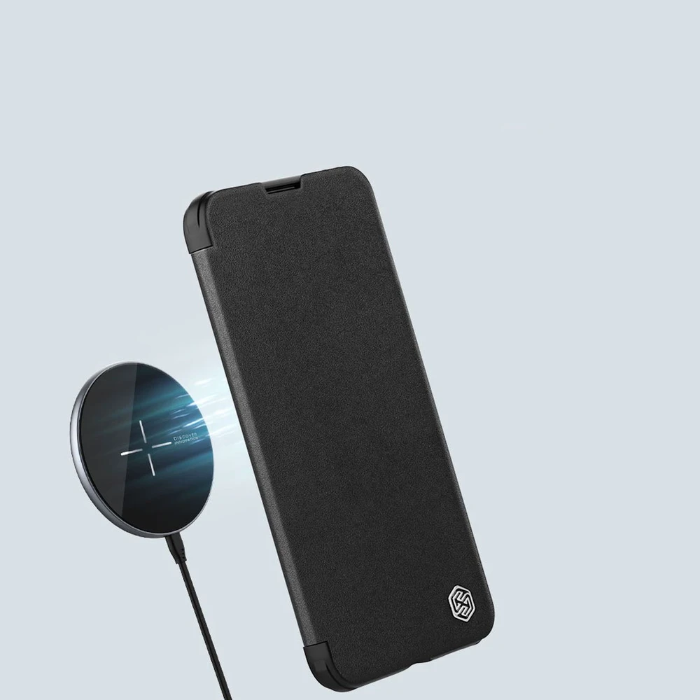Nillkin Qin Leather Pro Apple iPhone 14 Plus Camera atverčiamas dėklas telefonui žalios spalvos