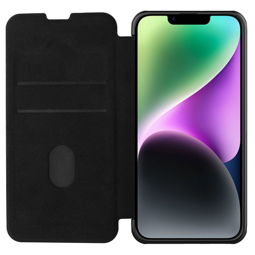 Nillkin Qin Pro odinis dėklas, skirtas iPhone 14 Plus (juodas)