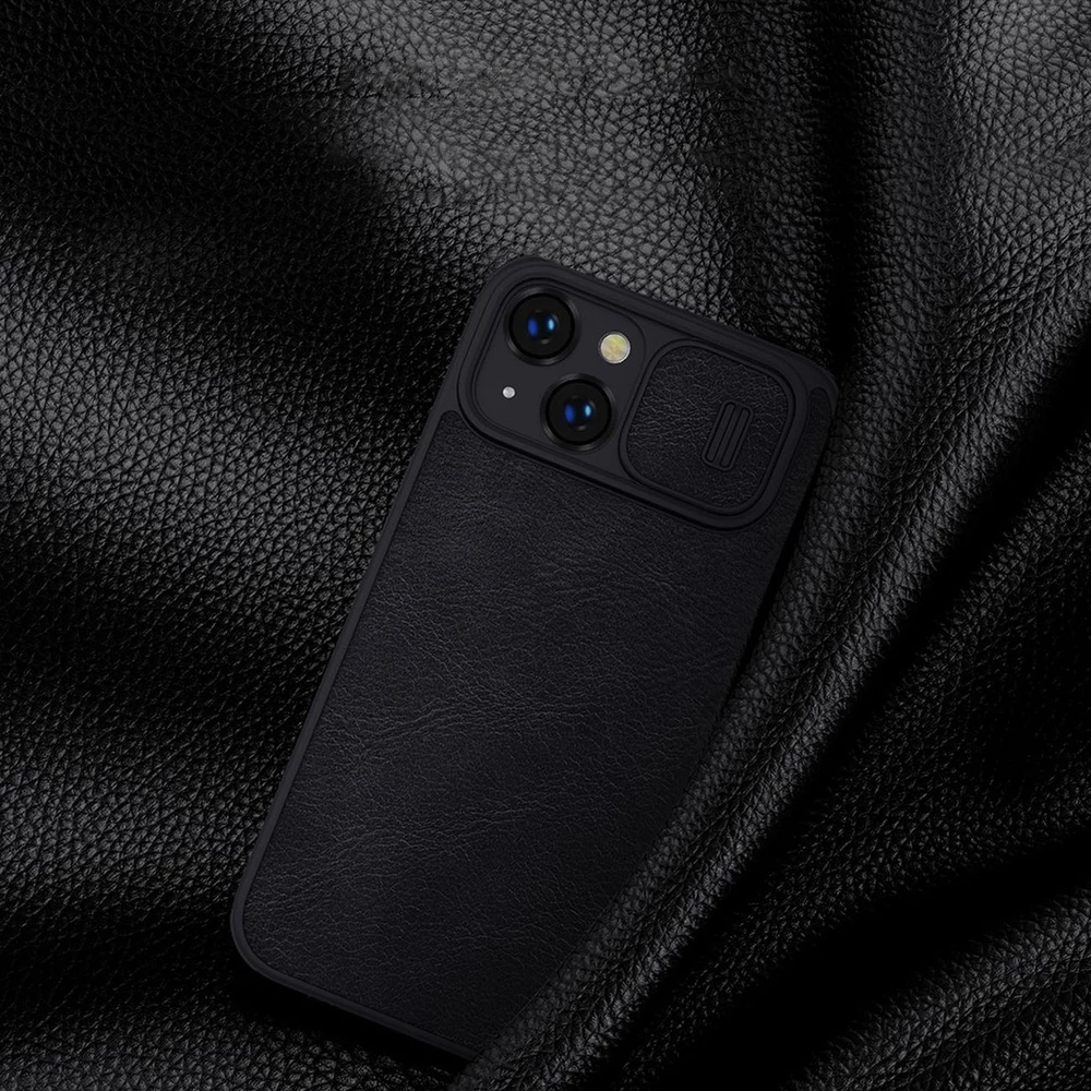 Dėklas Nillkin Qin Pro Leather Apple iPhone 14 Plus mėlynas