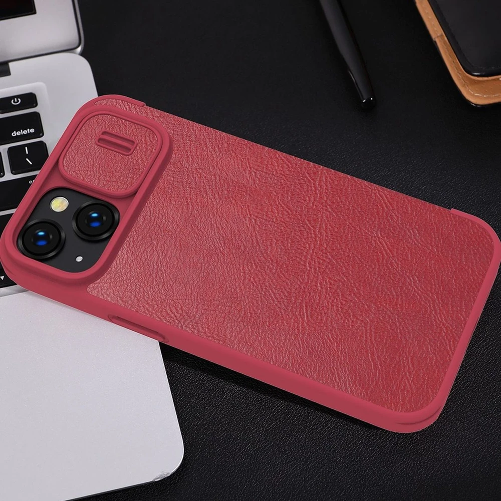 Dėklas Nillkin Qin Pro Leather Apple iPhone 14 Plus mėlynas