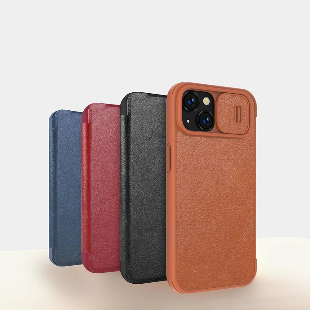 Dėklas Nillkin Qin Pro Leather Apple iPhone 14 Plus raudonas