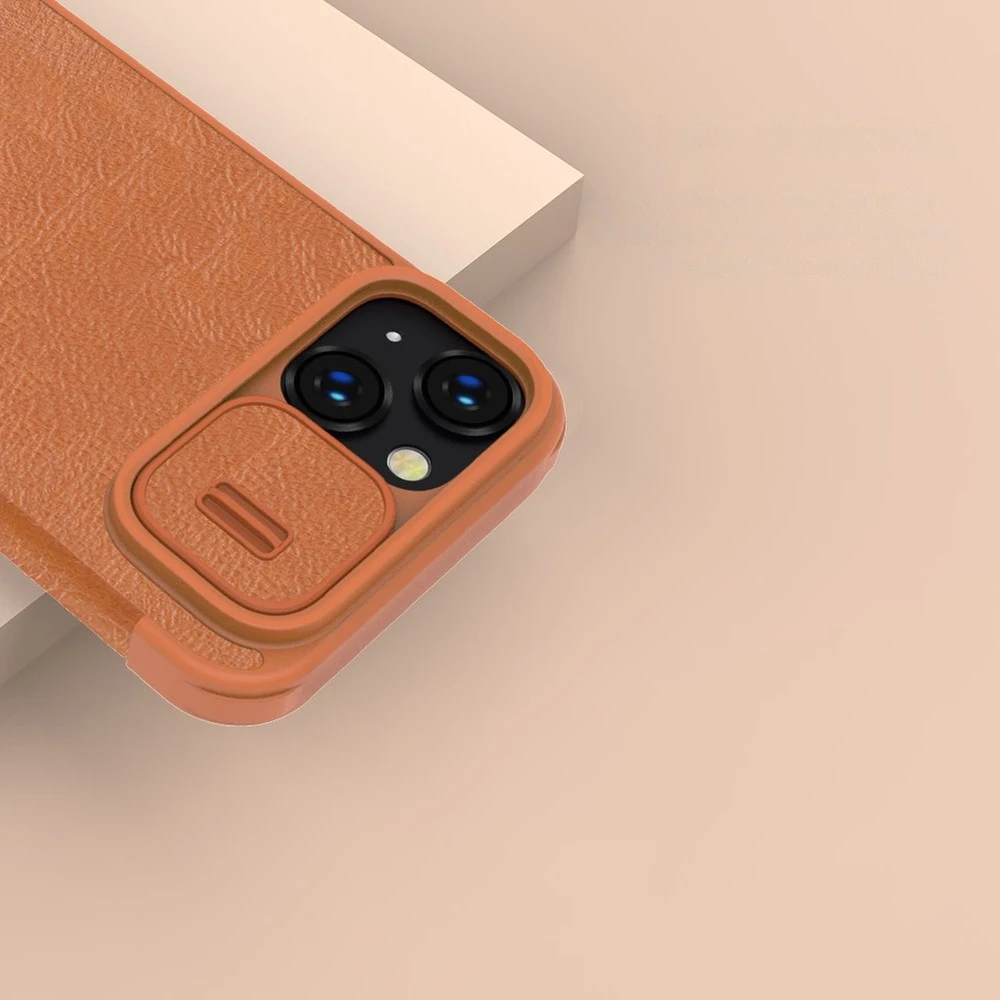 Dėklas Nillkin Qin Pro Leather Apple iPhone 14 Plus rudas
