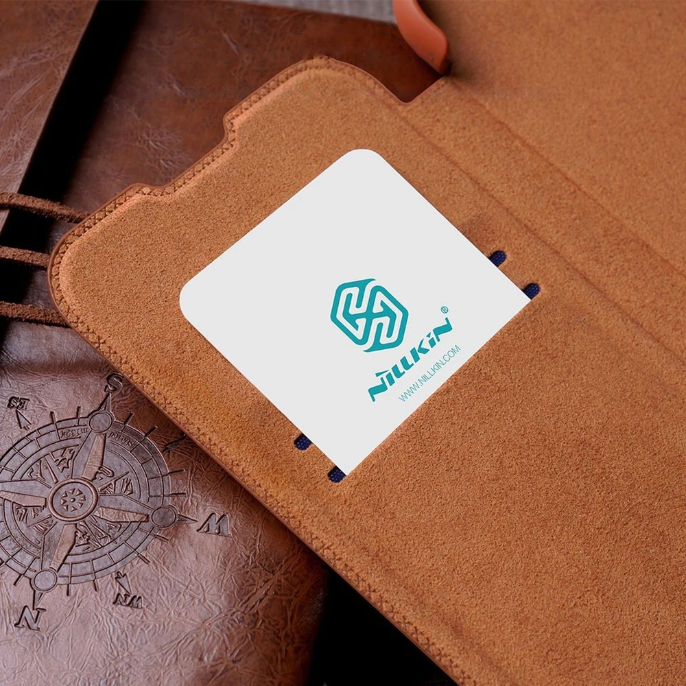 Dėklas Nillkin Qin Pro Leather Apple iPhone 14 Plus rudas