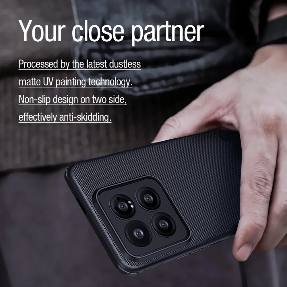 Nillkin Super Frosted Shield Pro Magnetic Case Xiaomi 14 Pro – dėklas telefonui juodos spalvos