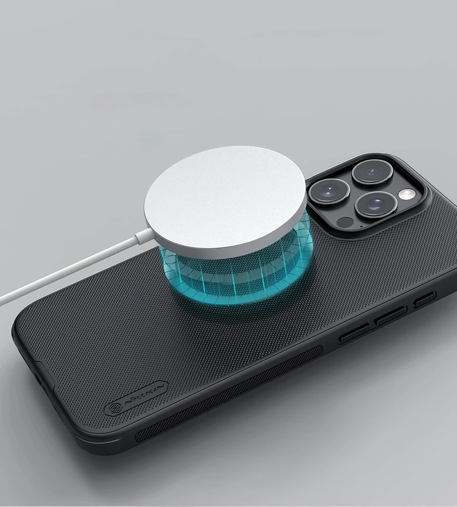 Nillkin Super Frosted PRO Magnetic Back Apple iPhone 16 Pro dėklas telefonui juodos spalvos