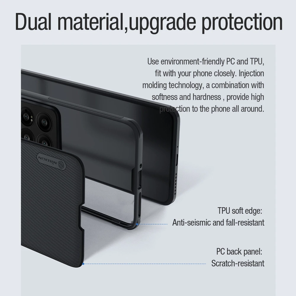Nillkin Super Frosted Shield Pro Magnetic Case Xiaomi 14 Pro – dėklas telefonui juodos spalvos