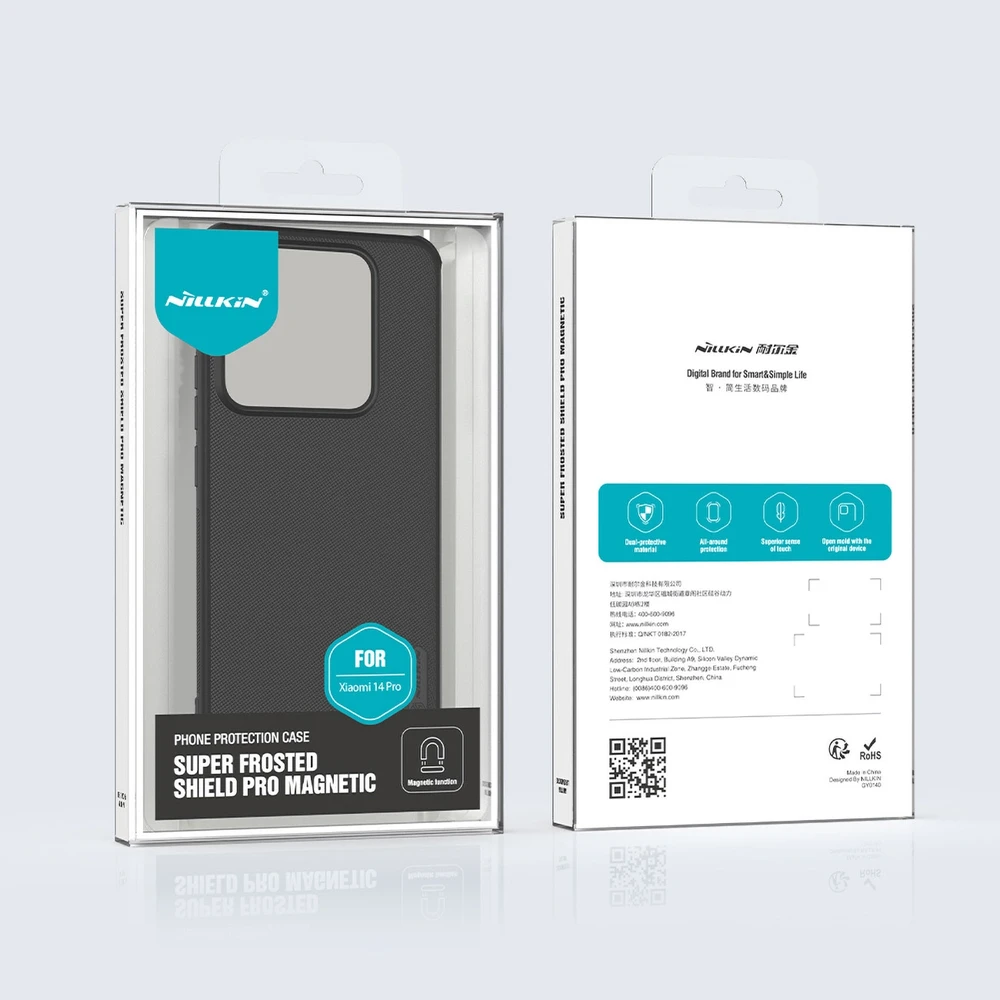 Nillkin Super Frosted Shield Pro Magnetic Case Xiaomi 14 Pro – dėklas telefonui juodos spalvos