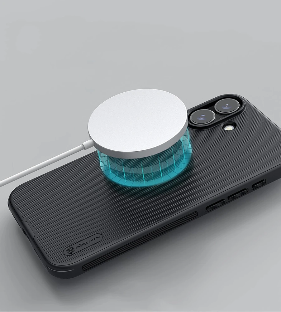 Nillkin Super Frosted PRO Magnetic Back Apple iPhone 16 dėklas telefonui juodos spalvos