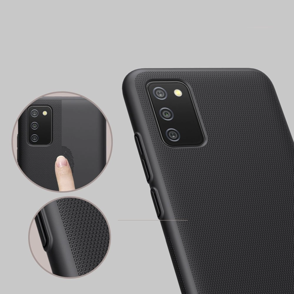 Dėklas Nillkin Super Frosted Shield reinskirtasced case cover skirtas Samsung Galaxy A02s EU juodos spalvos