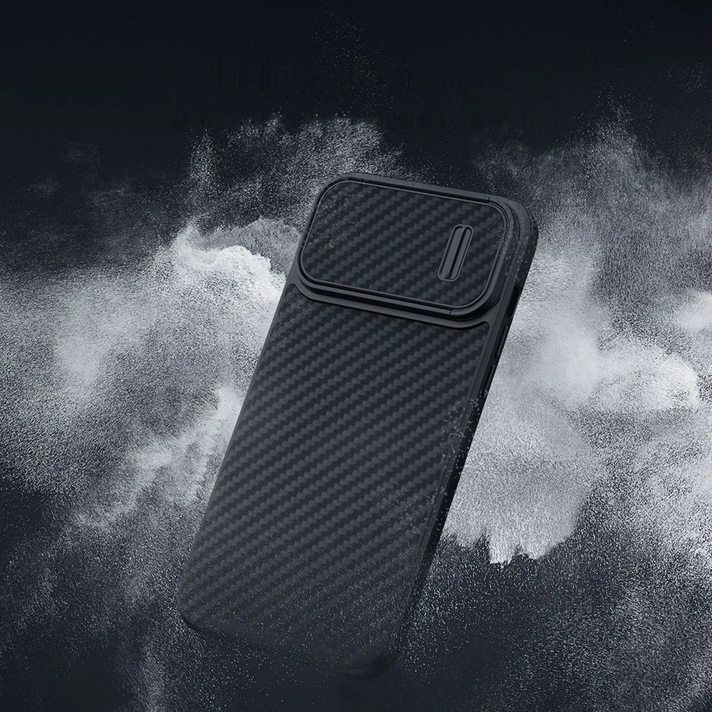 Nillkin Synthetic Fiber S Apple iPhone 14 Pro with camera, dėklas telefonui juodos spalvos