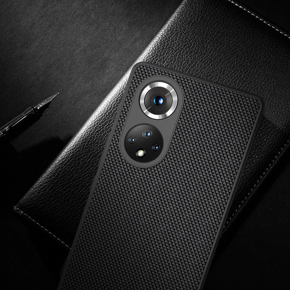 Nillkin Textured durable reinforced gel frame and nylon back Honor 50 Pro dėklas telefonui juodos spalvos