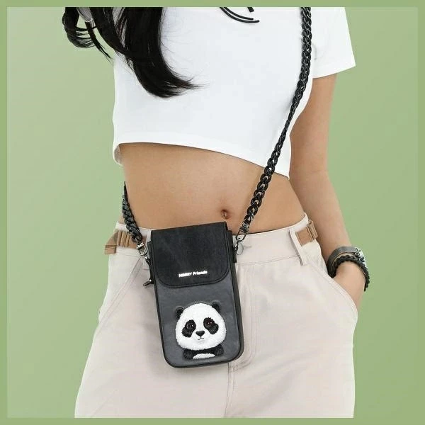 Dėklas Nimmy torebka na telefon juodos spalvos Big Eyed Pet 2.0 Panda