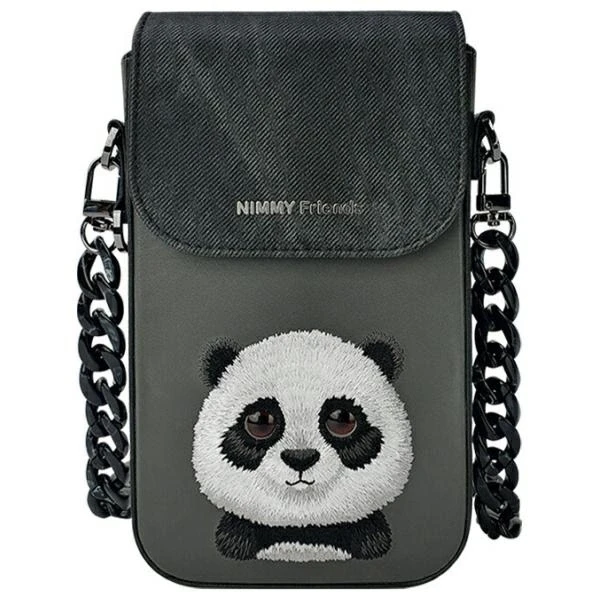 Dėklas Nimmy torebka na telefon juodos spalvos Big Eyed Pet 2.0 Panda