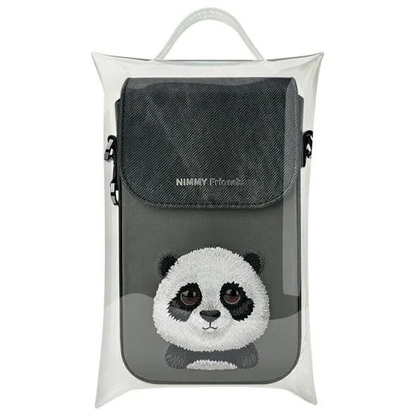 Dėklas Nimmy torebka na telefon juodos spalvos Big Eyed Pet 2.0 Panda