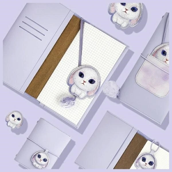 Nimmy rinkinys 2in1 užrašų knygelė + rašiklis violetinės spalvos Big Eyed Pet 2.0 Rabbit