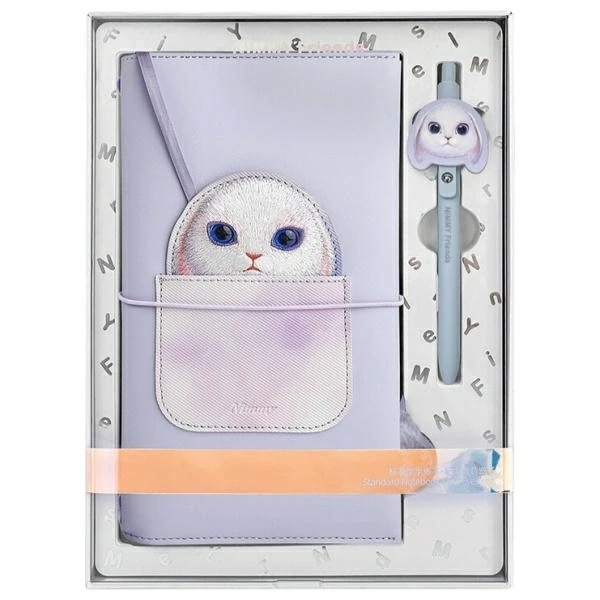 Nimmy rinkinys 2in1 užrašų knygelė + rašiklis violetinės spalvos Big Eyed Pet 2.0 Rabbit