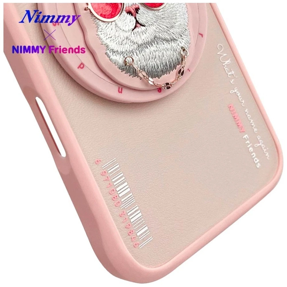 Dėklas Nimmy Glasses Cool Cat MagSafe Apple iPhone 16 rožinės spalvos