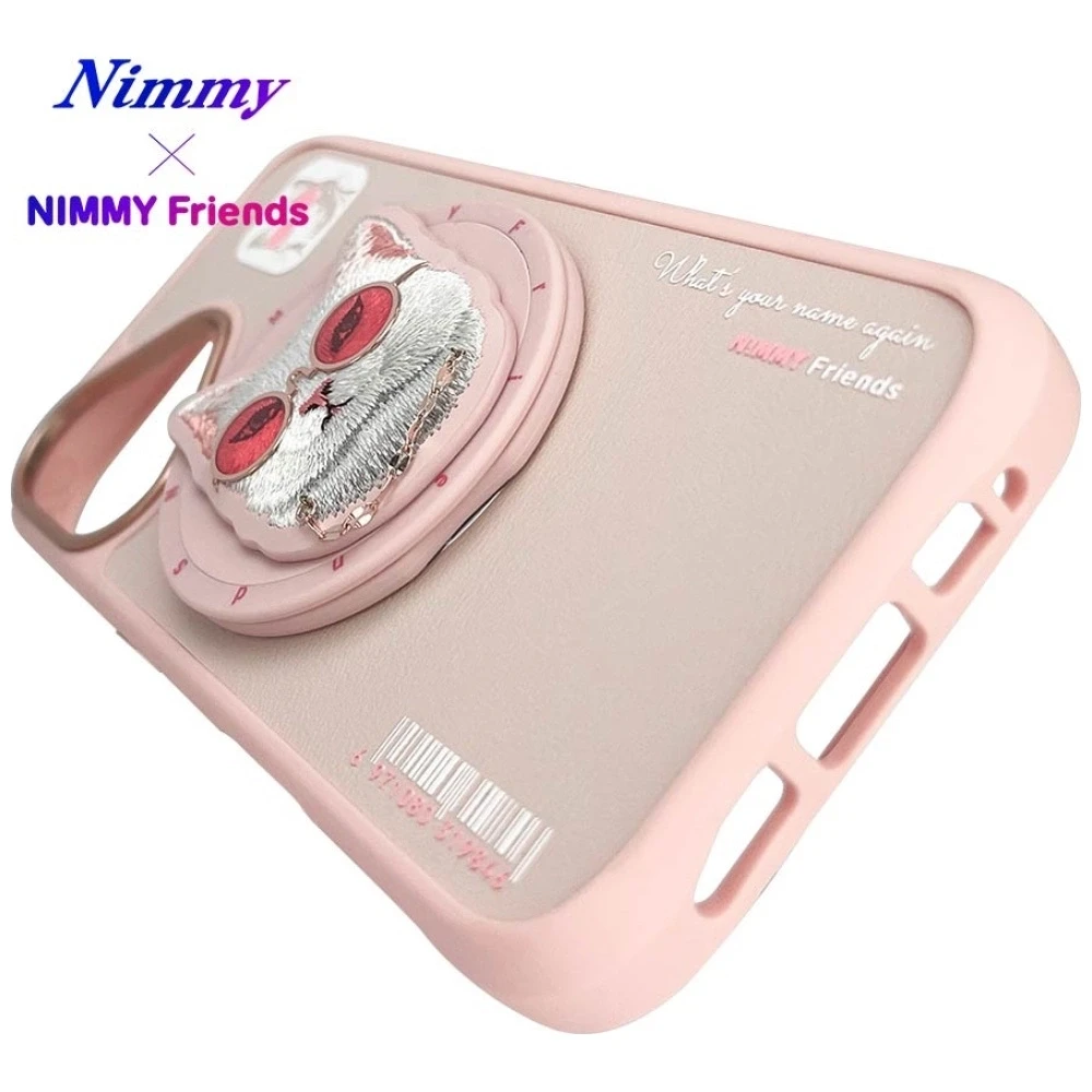 Dėklas Nimmy Glasses Cool Cat MagSafe Apple iPhone 16 rožinės spalvos