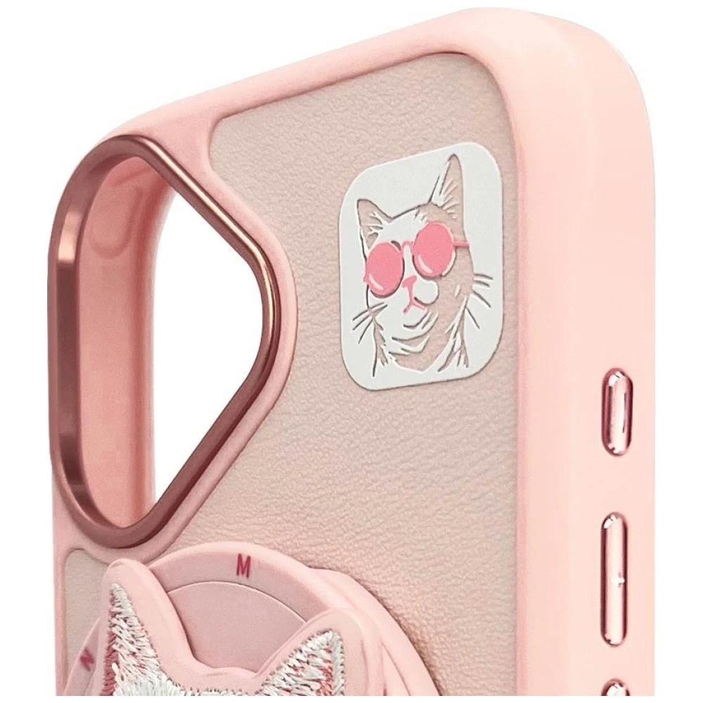 Dėklas Nimmy Glasses Cool Cat MagSafe Apple iPhone 16 rožinės spalvos