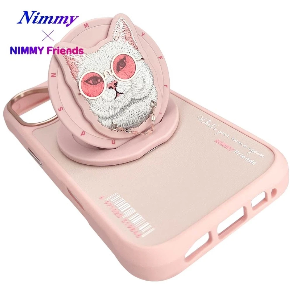 Dėklas Nimmy Glasses Cool Cat MagSafe Apple iPhone 16 rožinės spalvos