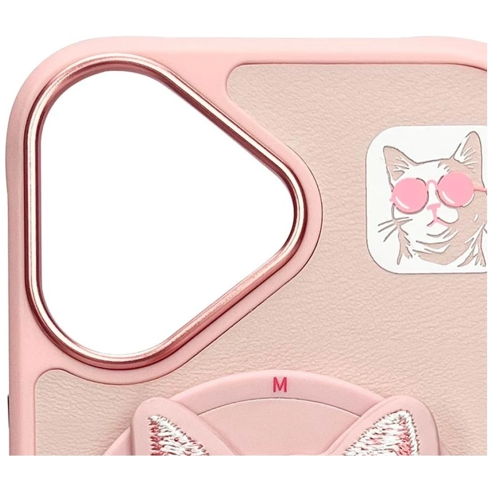 Dėklas Nimmy Glasses Cool Cat MagSafe Apple iPhone 16 rožinės spalvos