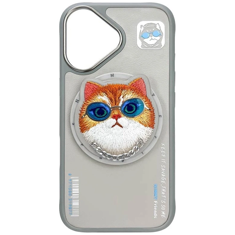 Nimmy Glasses Cool Cat MagSafe Apple iPhone 16 dėklas telefonui pilkos spalvos