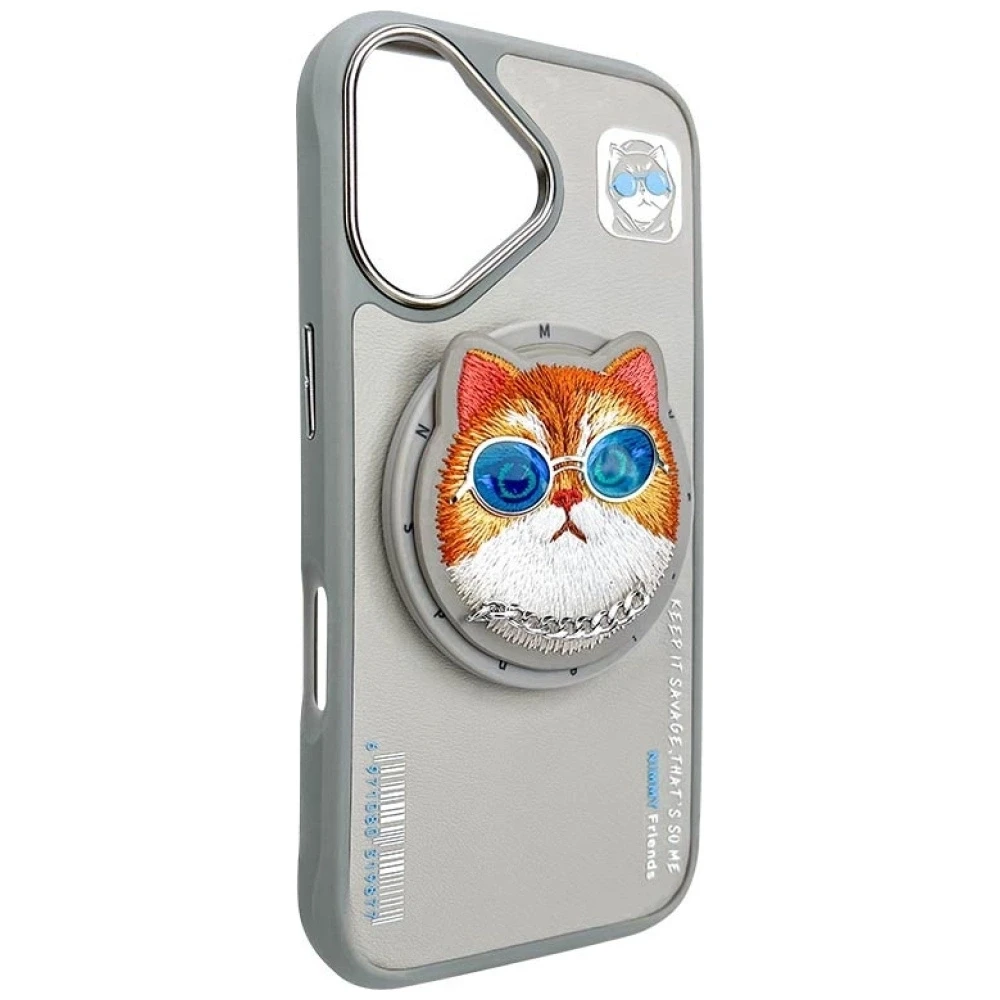 Nimmy Glasses Cool Cat MagSafe Apple iPhone 16 dėklas telefonui pilkos spalvos