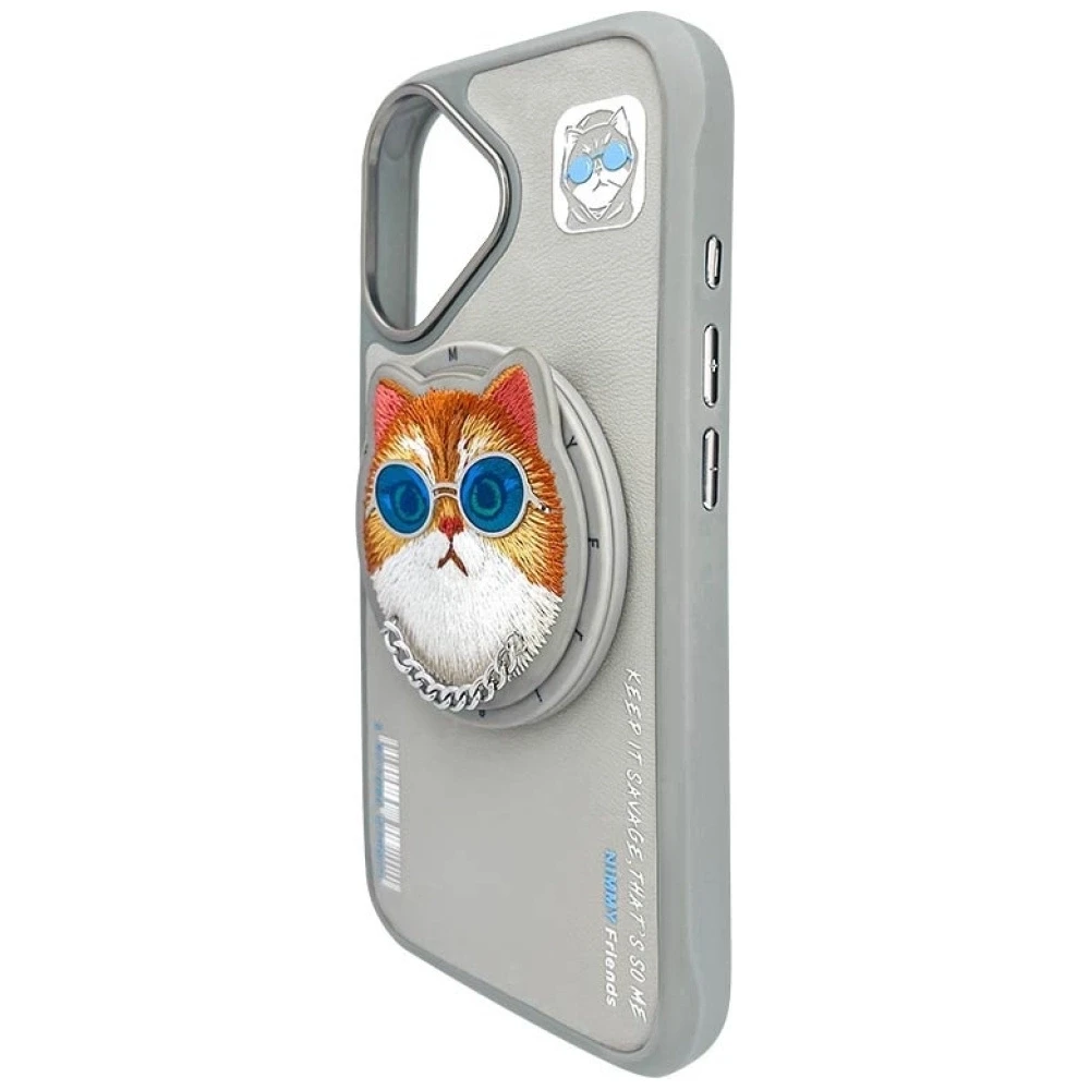 Nimmy Glasses Cool Cat MagSafe Apple iPhone 16 dėklas telefonui pilkos spalvos