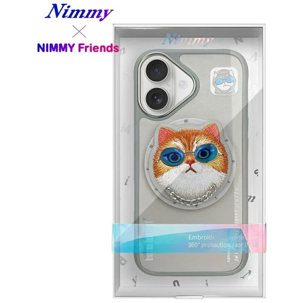 Nimmy Glasses Cool Cat MagSafe Apple iPhone 16 dėklas telefonui pilkos spalvos
