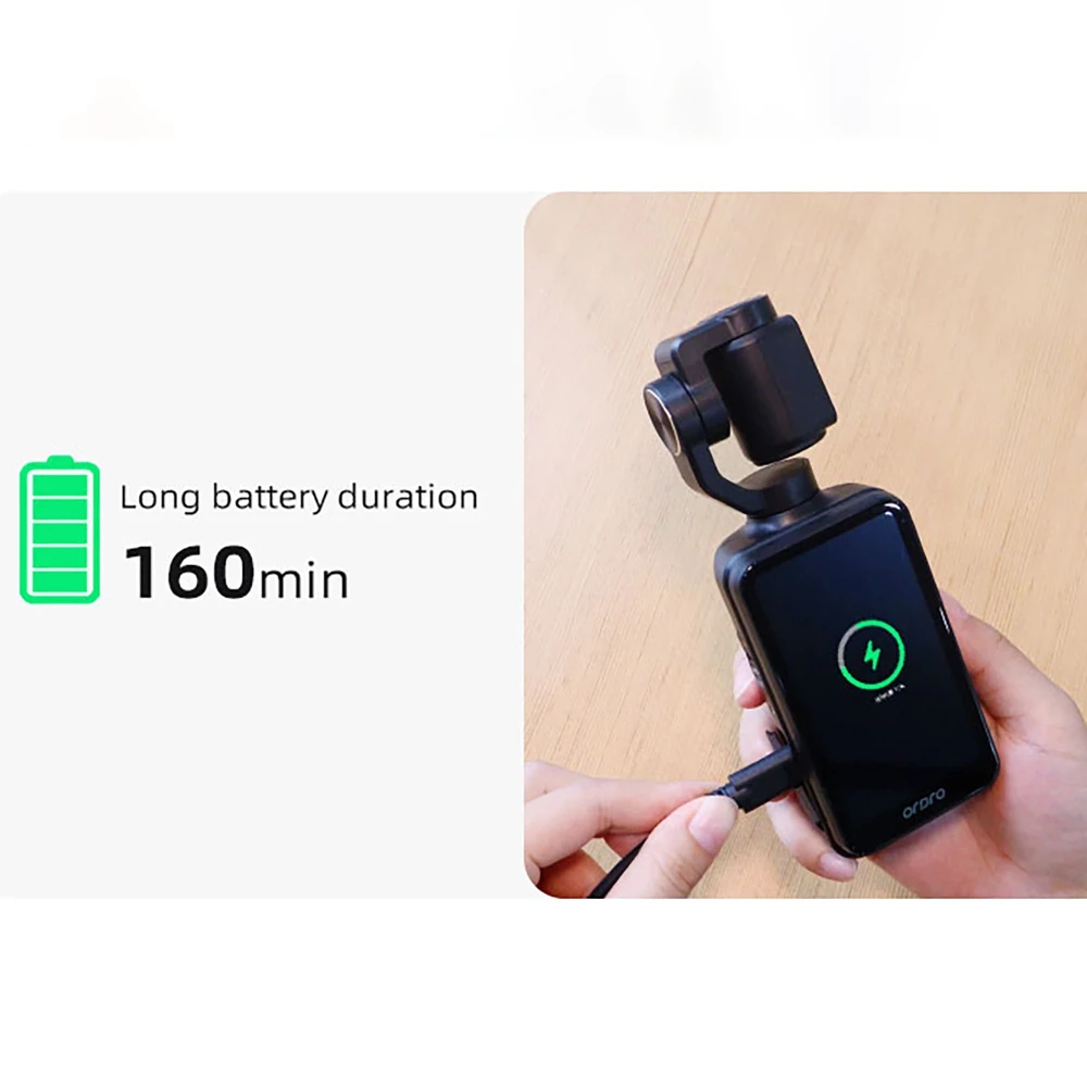 Ordro Pocket M5 3-Axis Gimbal Camera, 5K, for Vlogging and YouTube – juodos spalvos