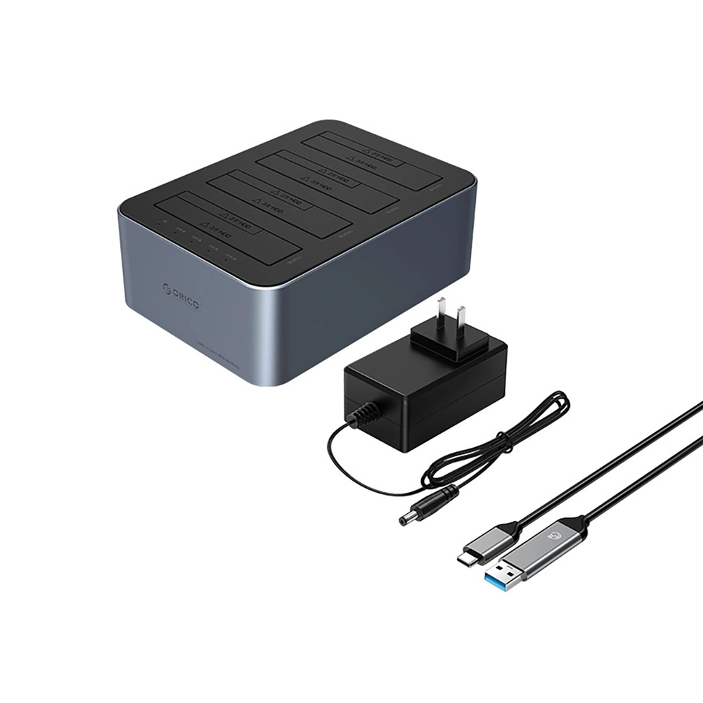 „Orico 6646C3-C“ 4 diskų prijungimo stotelė su neprisijungusio klonavimo funkcija, 2,5 colio / 3,5 colio SATA HDD/SSD – pilkos spalvos