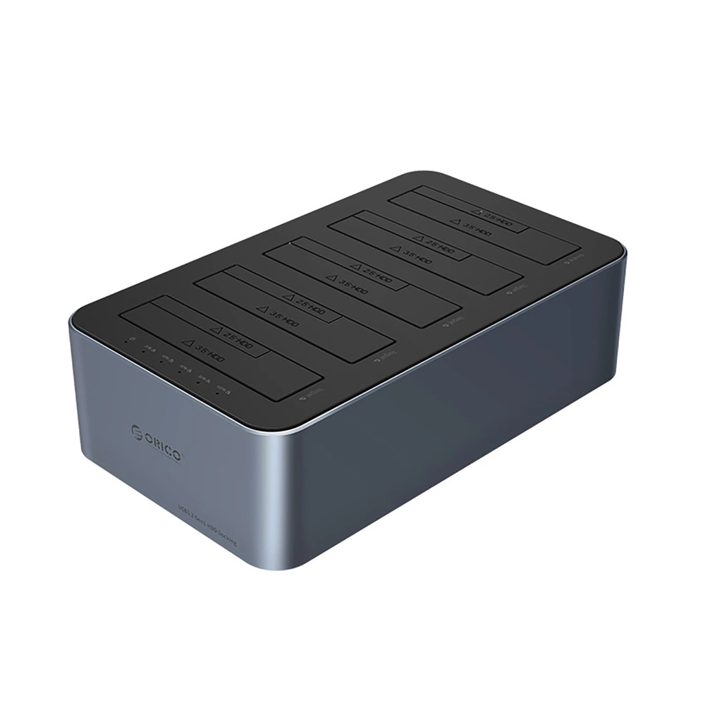 „Orico 6656C3-C“ 5 lizdų prijungimo stotelė su neprisijungusio klonavimo funkcija, 2,5 colio / 3,5 colio SATA HDD / SSD, pilka