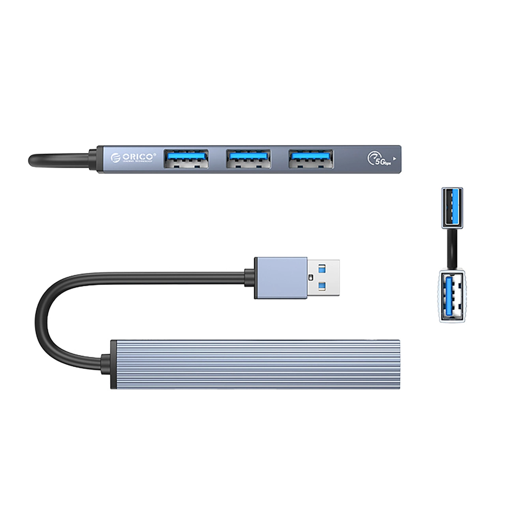 Orico AH-A13 USB-A šakotuvo prijungimo stotelė 1x USB-A 3.0 + 3x USB-A 2.0 – pilkos spalvos